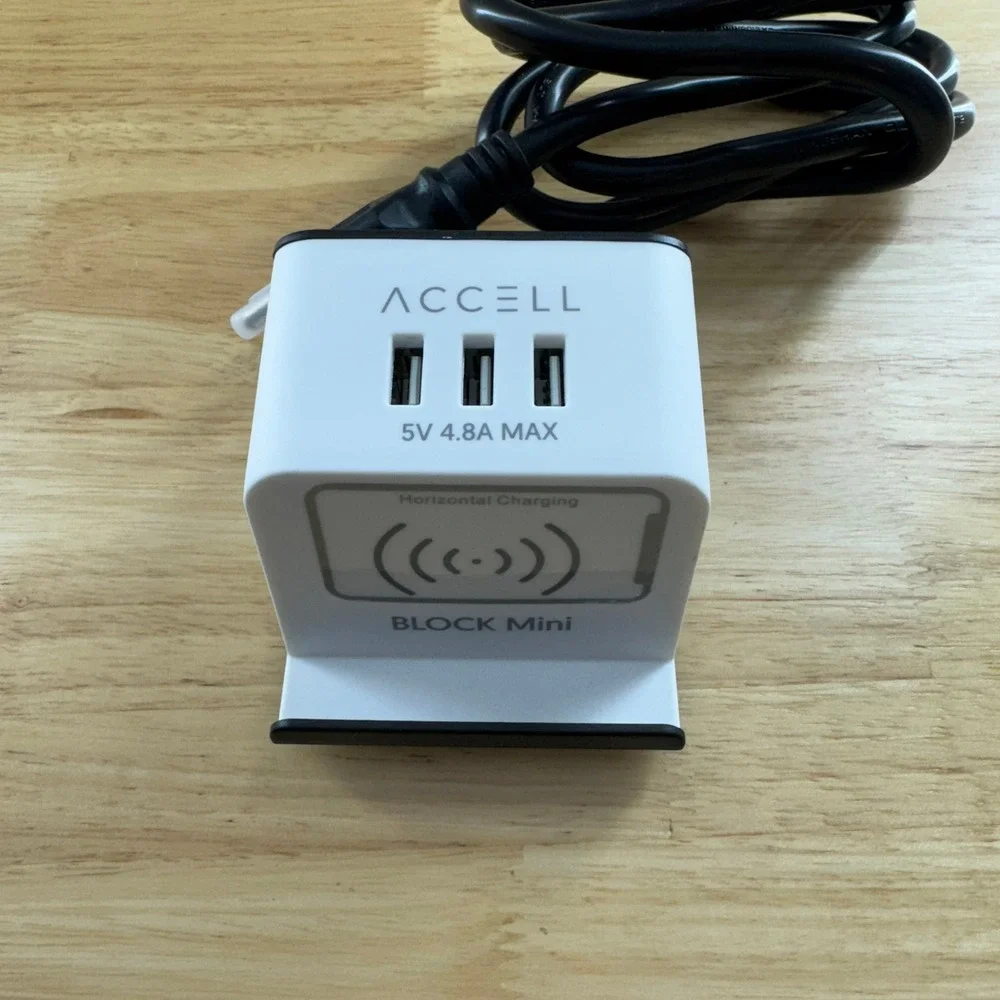 ACCELL Block Mini White Power‎ Strip Surge Protector USB Wireless Charging